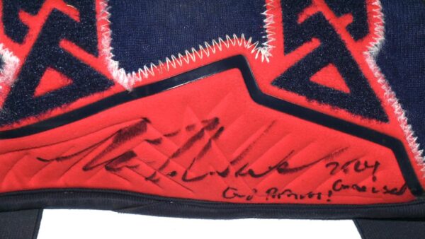 Luke Waddell 2024 Gwinnett Stripers Game Worn & Signed Blue & Red EvoShield Leg Guard