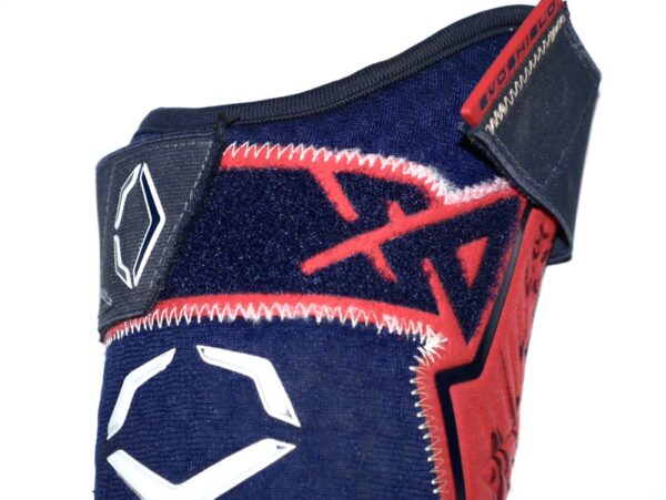 Luke Waddell 2024 Gwinnett Stripers Game Worn & Signed Blue & Red EvoShield Leg Guard