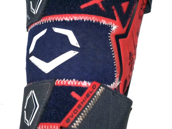 Luke Waddell 2024 Gwinnett Stripers Game Worn & Signed Blue & Red EvoShield Leg Guard