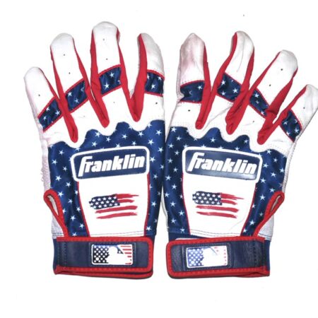 Luke Waddell 2024 Gwinnett Stripers Game Worn & Signed July 4th Franklin Batting Gloves