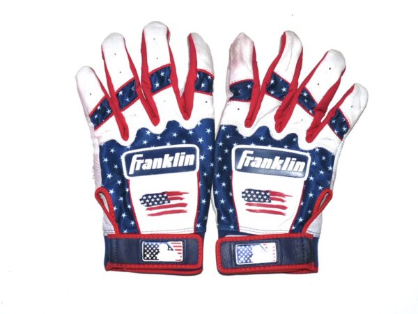 Luke Waddell 2024 Gwinnett Stripers Game Worn & Signed July 4th Franklin Batting Gloves