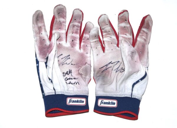 Luke Waddell 2024 Gwinnett Stripers Game Worn & Signed July 4th Franklin Batting Gloves