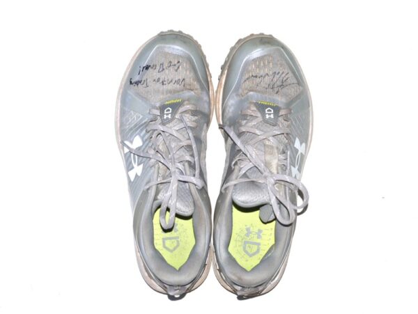 Luke Waddell 2024 Gwinnett Stripers Training Worn & Signed Grey & White Under Armour Shoes