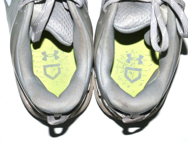 Luke Waddell 2024 Gwinnett Stripers Training Worn & Signed Grey & White Under Armour Shoes