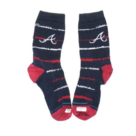 Luke Waddell Game Worn & Signed Official Atlanta Braves WADDELL 75 Stance MLB Socks