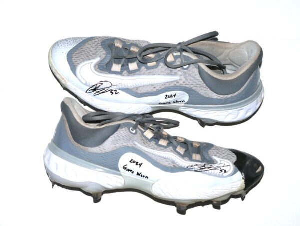 Robert Dugger 2024 Las Vegas Aviators Game Worn & Signed Grey & White Nike React Baseball Cleats