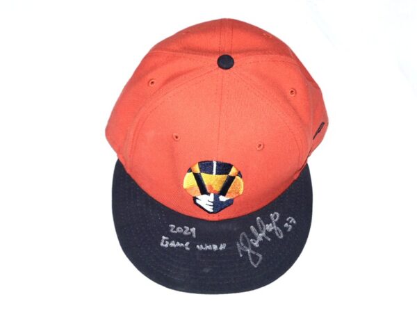 Yohel Pozo 2024 Game Worn & Signed Official Orange Las Vegas Aviators #37 Alternate New Era 59FIFTY Hat