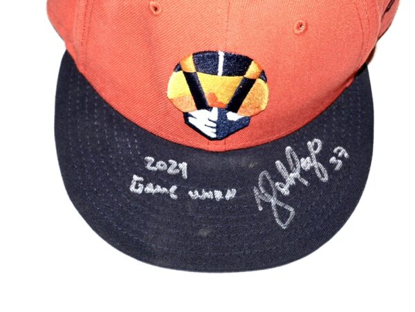 Yohel Pozo 2024 Game Worn & Signed Official Orange Las Vegas Aviators #37 Alternate New Era 59FIFTY Hat