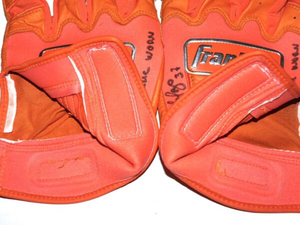 Yohel Pozo 2024 Las Vegas Aviators Game Worn & Signed Orange Franklin Batting Gloves