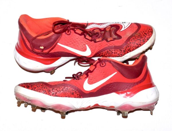 Adam Zebrowski 2024 Mississippi Braves Game Worn & Signed Red & White Nike React Baseball Cleats