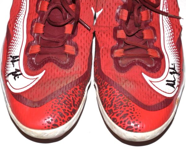 Adam Zebrowski 2024 Mississippi Braves Game Worn & Signed Red & White Nike React Baseball Cleats