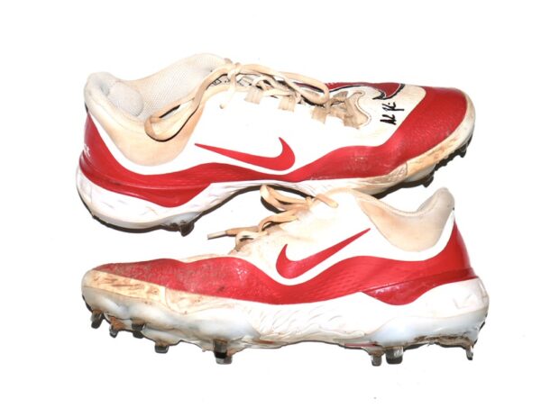 Adam Zebrowski 2024 Mississippi Braves Game Worn & Signed White & Red Nike React Baseball Cleats