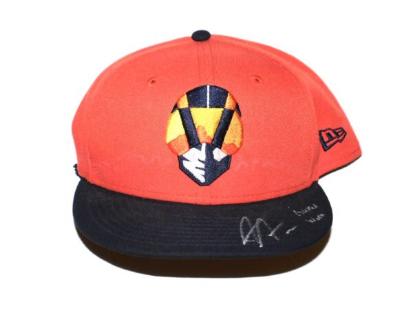 Armando Alvarez 2024 Game Worn & Signed Official Orange Las Vegas Aviators #28 Alternate New Era 59FIFTY Hat