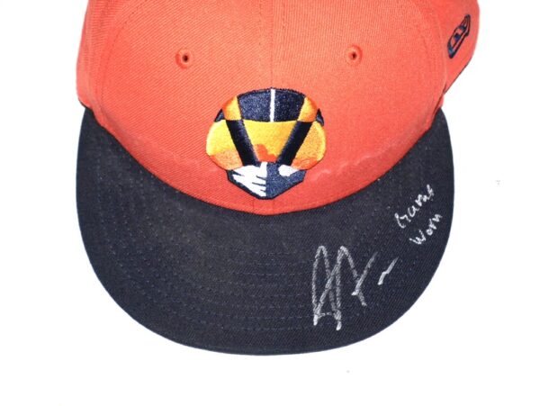 Armando Alvarez 2024 Game Worn & Signed Official Orange Las Vegas Aviators #28 Alternate New Era 59FIFTY Hat1