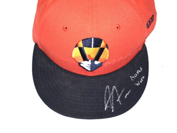 Armando Alvarez 2024 Game Worn & Signed Official Orange Las Vegas Aviators #28 Alternate New Era 59FIFTY Hat