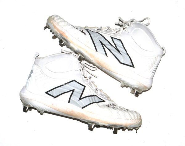 Blake Beers 2024 Las Vegas Aviators Game Worn & Signed White & Silver New Balance FuelCell Baseball Cleats