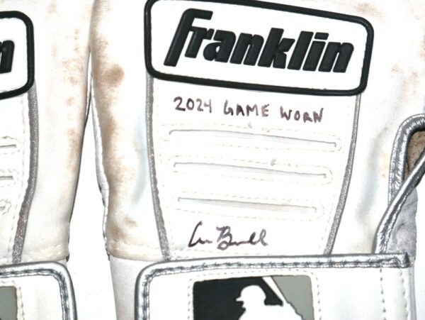 Cade Bunnell 2024 Mississippi Braves Game Worn & Signed White & Grey Franklin Batting Gloves