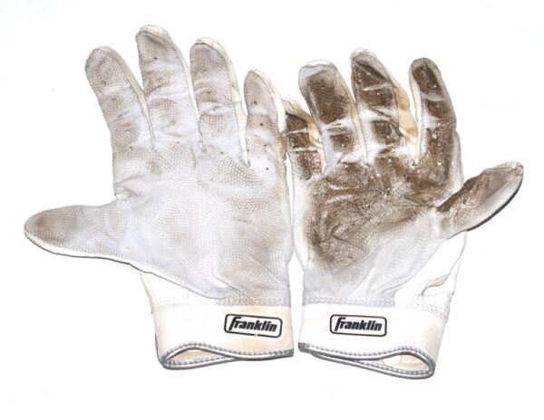 Cade Bunnell 2024 Mississippi Braves Game Worn & Signed White & Grey Franklin Batting Gloves