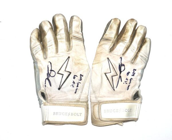 Drew Lugbauer 2024 Las Vegas Aviators Game Worn & Signed White & Grey Bruce Bolt Batting Gloves