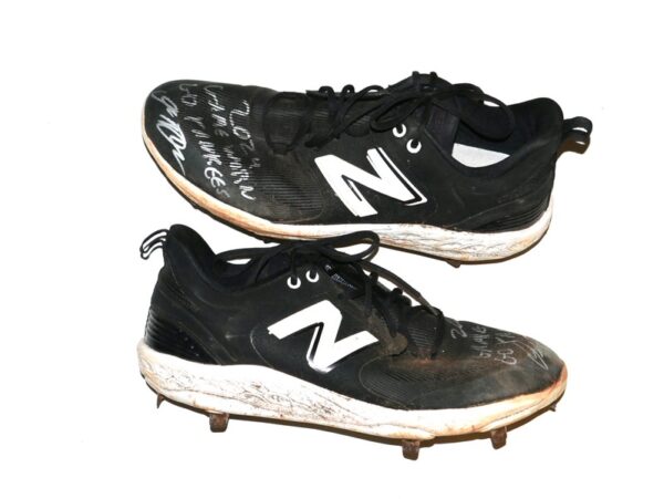 Indigo Diaz 2024 Hudson Valley Renegades Game Worn & Signed Black & White New Balance Baseball Cleats