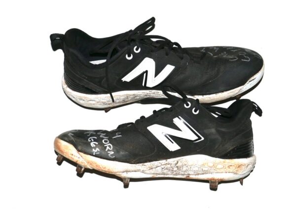 Indigo Diaz 2024 Hudson Valley Renegades Game Worn & Signed Black & White New Balance Baseball Cleats