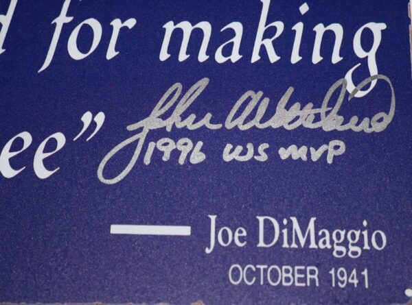 John Wetteland Signed Joe Dimaggio Famous Quote New York Yankees Metal Plaque - Inscribed 1996 WS MVP - Beckett Hologram