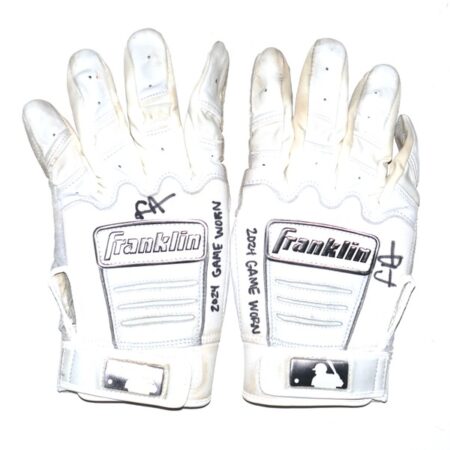 Logan Davidson 2024 Las Vegas Aviators Game Worn & Signed White & Grey Franklin Batting Gloves