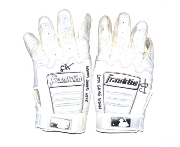 Logan Davidson 2024 Las Vegas Aviators Game Worn & Signed White & Grey Franklin Batting Gloves