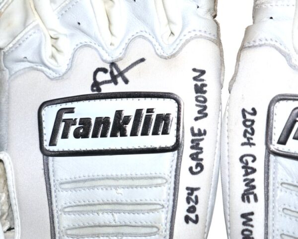 Logan Davidson 2024 Las Vegas Aviators Game Worn & Signed White & Grey Franklin Batting Gloves