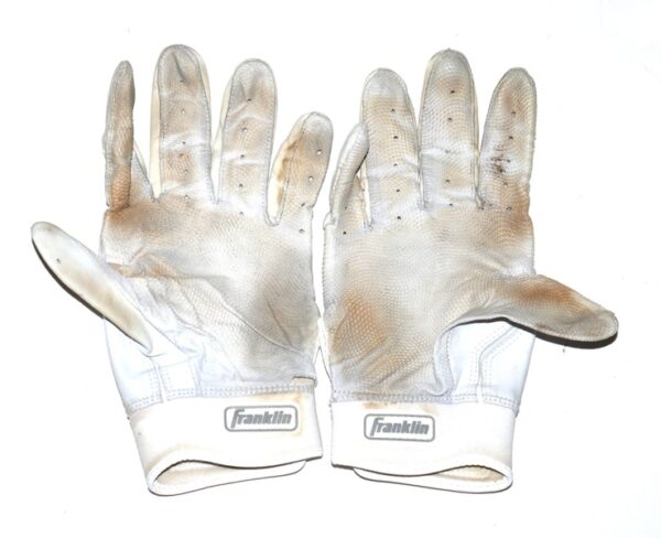 Logan Davidson 2024 Las Vegas Aviators Game Worn & Signed White & Grey Franklin Batting Gloves