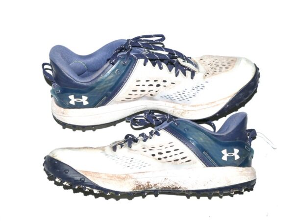 Luke Waddell 2024 Atlanta Braves #79 Training Worn & Signed White, Grey & Blue Under Armour Shoes