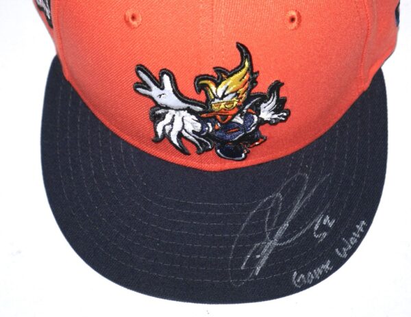 Robert Dugger 2024 Game Worn & Signed Official Orange & Navy Las Vegas Aviators Marvel's Defenders of the Diamond New Era 59FIFTY Fitted Hat