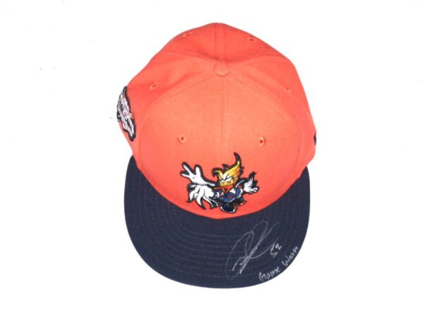 Robert Dugger 2024 Game Worn & Signed Official Orange & Navy Las Vegas Aviators Marvel's Defenders of the Diamond New Era 59FIFTY Fitted Hat