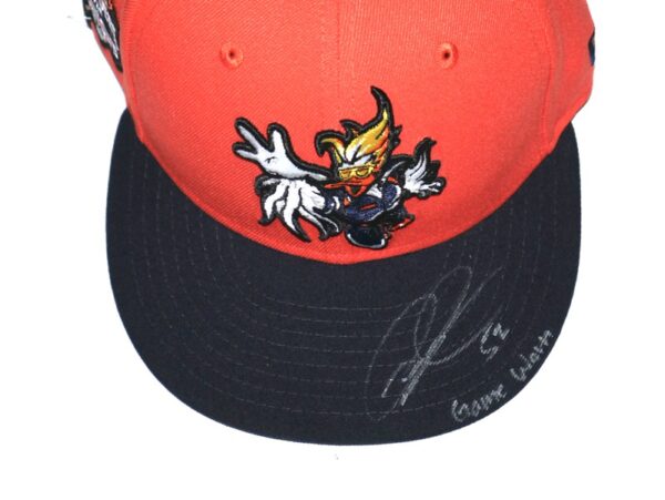 Robert Dugger 2024 Game Worn & Signed Official Orange & Navy Las Vegas Aviators Marvel's Defenders of the Diamond New Era 59FIFTY Fitted Hat