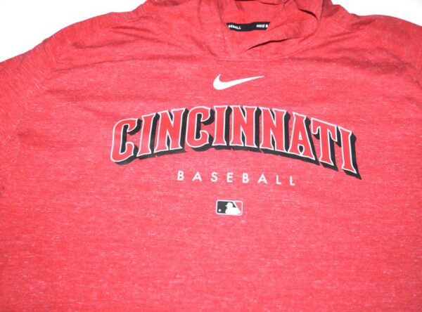 Stuart Fairchild 2024 Batting Practice Worn Official Cincinnati Reds Baseball FAIRCHILD #57 Nike Dri-Fit Hooded Pullover