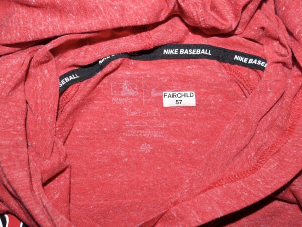 Stuart Fairchild 2024 Batting Practice Worn Official Cincinnati Reds Baseball FAIRCHILD #57 Nike Dri-Fit Hooded Pullover