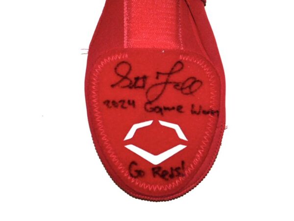 Stuart Fairchild 2024 Cincinnati Reds Game Worn & Signed Red EvoShield Sliding Mitt