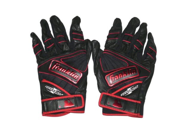 Stuart Fairchild 2024 Cincinnati Reds Game Worn & Signed Black & Red Franklin Batting Gloves