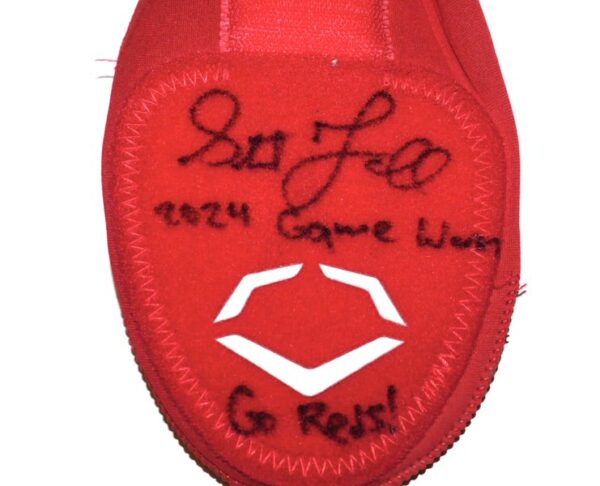 Stuart Fairchild 2024 Cincinnati Reds Game Worn & Signed Red EvoShield Sliding Mitt