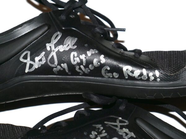 Stuart Fairchild 2024 Cincinnati Reds Training Worn & Signed My Gym Shoes Black Vivobarefoot Shoes