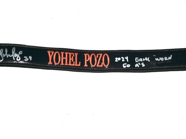 Yohel Pozo 2024 Las Vegas Aviators Game Worn & Signed Custom YOHEL POZO YP Leather Baseball Belt