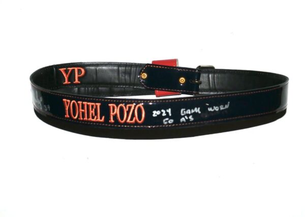 Yohel Pozo 2024 Las Vegas Aviators Game Worn & Signed Custom YOHEL POZO YP Leather Baseball Belt