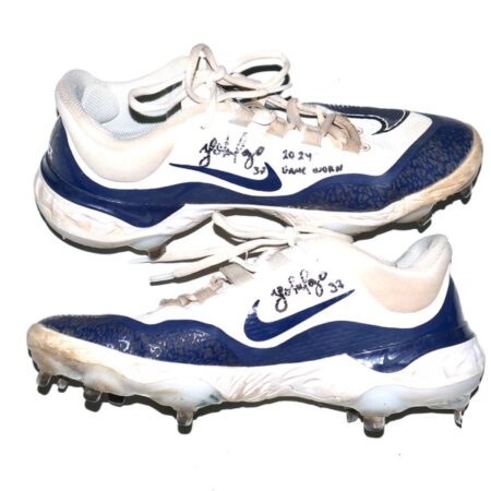 Yohel Pozo 2024 Las Vegas Aviators Game Worn & Signed White & Blue Nike React Baseball Cleats