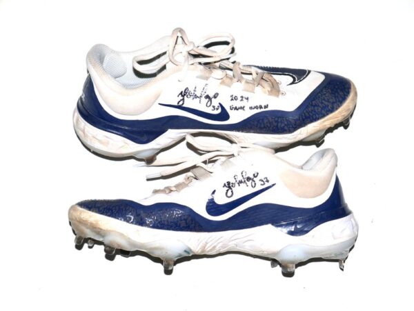 Yohel Pozo 2024 Las Vegas Aviators Game Worn & Signed White & Blue Nike React Baseball Cleats