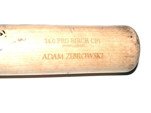 Adam Zebrowski 2024 Rome Emperors Game Used & Signed Old Hickory Pro Birch CP1 Baseball Bat