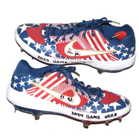 Adam Zebrowski 2024 Rome Emperors Game Worn & Signed Patriotic 1776 July 4th Nike Baseball Cleats