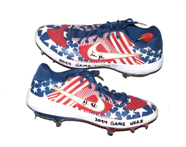 Adam Zebrowski 2024 Rome Emperors Game Worn & Signed Patriotic 1776 July 4th Nike Baseball Cleats