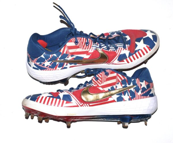 Adam Zebrowski 2024 Rome Emperors Game Worn & Signed Patriotic 1776 July 4th Nike Baseball Cleats