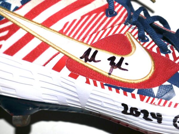 Adam Zebrowski 2024 Rome Emperors Game Worn & Signed Patriotic 1776 July 4th Nike Baseball Cleats