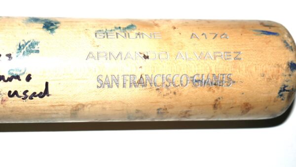 Armando Alvarez 2023 San Francisco Giants #81 Game Used & Signed Louisville Slugger A174 Baseball Bat - CRACKED